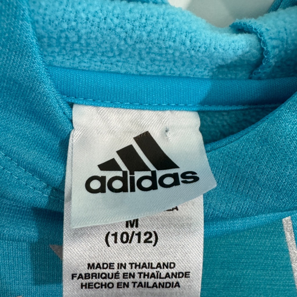 Adidas Girl’s Size Medium 10/12 Blue Logo Graphic Pullover Casual Hoodie AA4844 - Picture 5 of 7